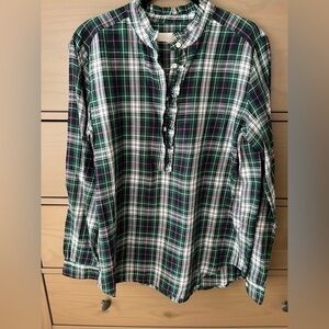 LOFT M L/S Multi colored crew neck tunic w/5 front buttons. Excellent condition!